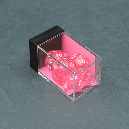 Pink w/ white Translucent Polyhedral 7-die Set