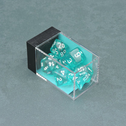 Teal w/ white Translucent Polyhedral 7-die Set