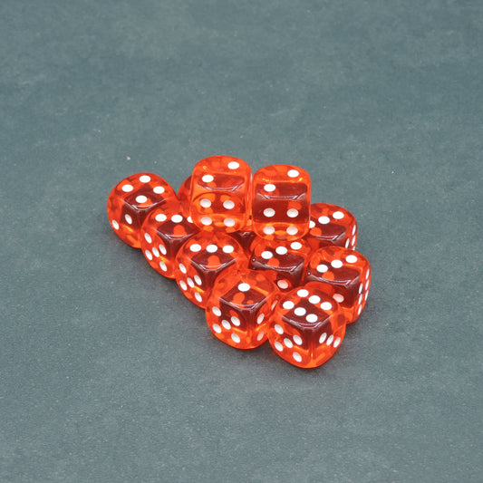 Orange w/ white Translucent 16mm d6 Dice Block (12 dice)