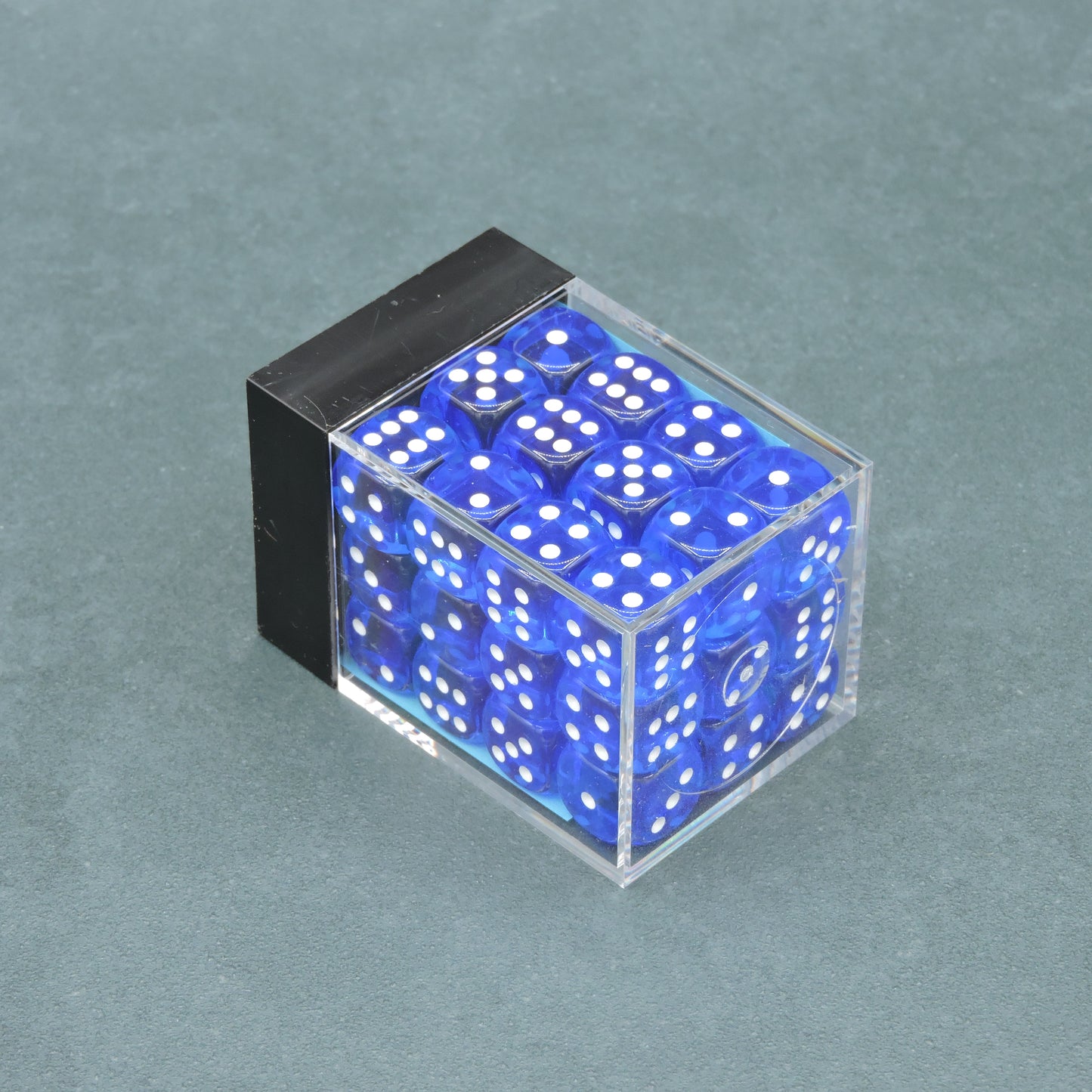 Blue w/ white Translucent 12mm d6 Dice Block (36 dice)