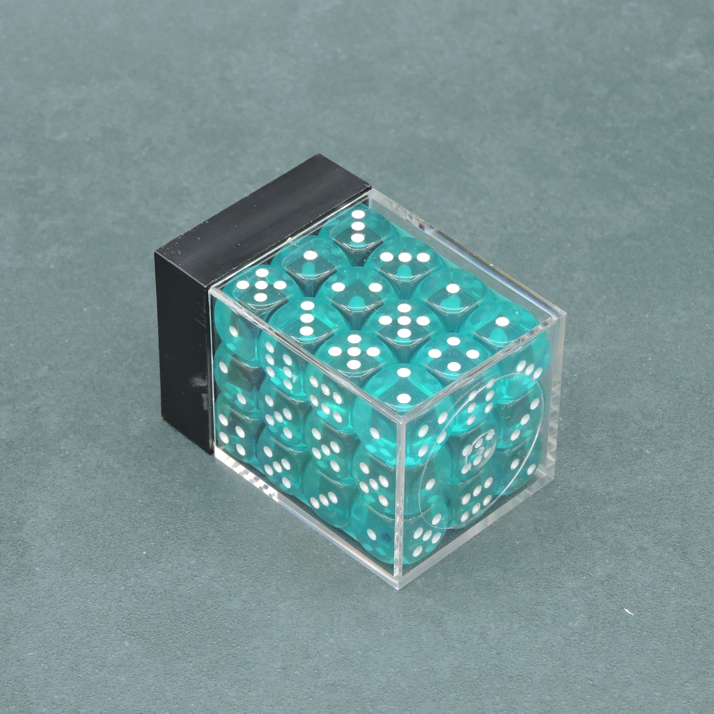 Teal w/ white Translucent 12mm d6 Dice Block (36 dice)