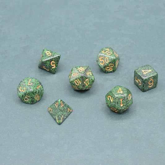 Golden Recon Speckled Polyhedral 7-die Set