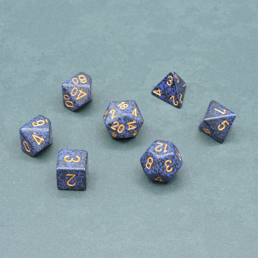 Golden Cobalt Polyhedral 7-die Set