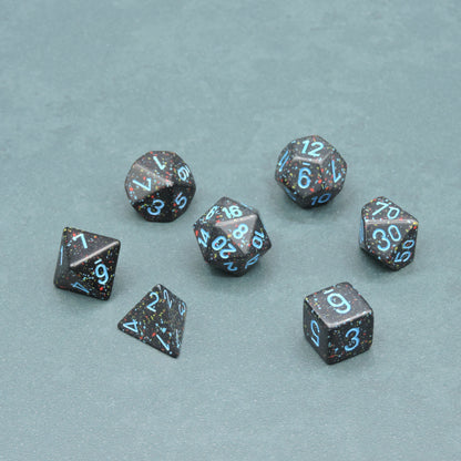 Blue Stars Speckled Polyhedral 7-die Set