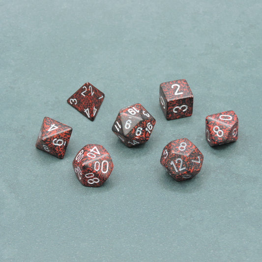 Silver Volcano Speckled Polyhedral 7-die Set