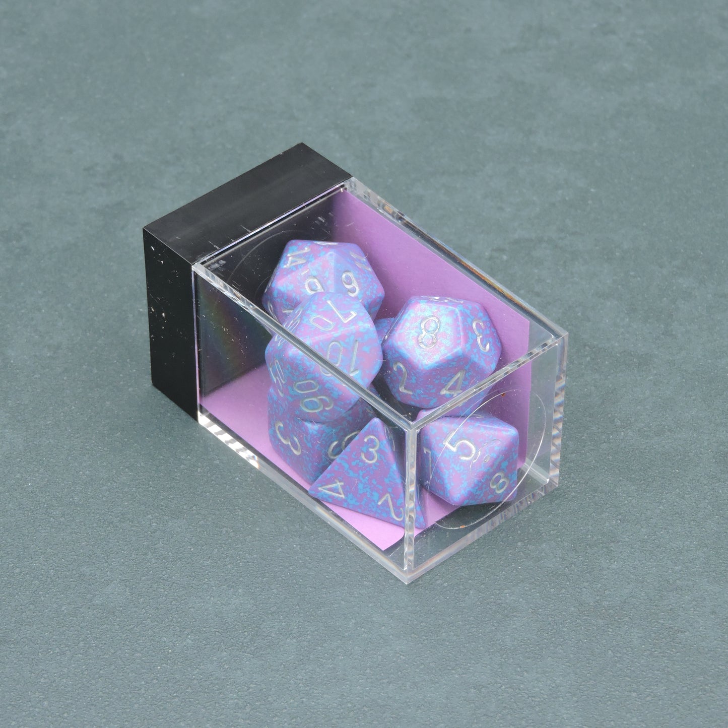 Silver Tetra Speckled Polyhedral 7-die Set