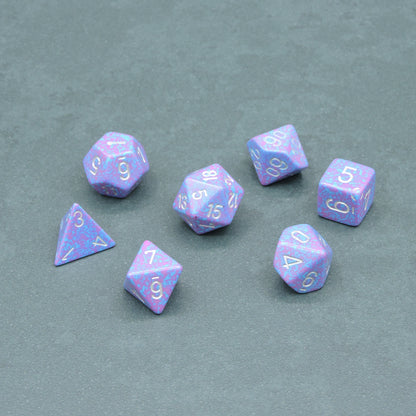 Silver Tetra Speckled Polyhedral 7-die Set