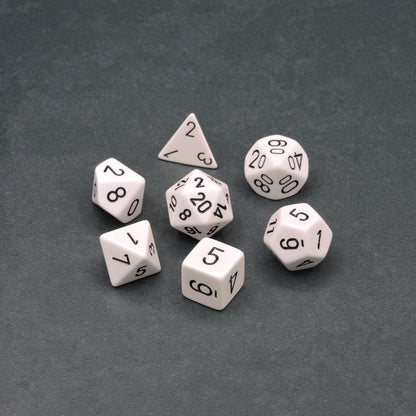 White w/ black Opaque Polyhedral 7-die Set