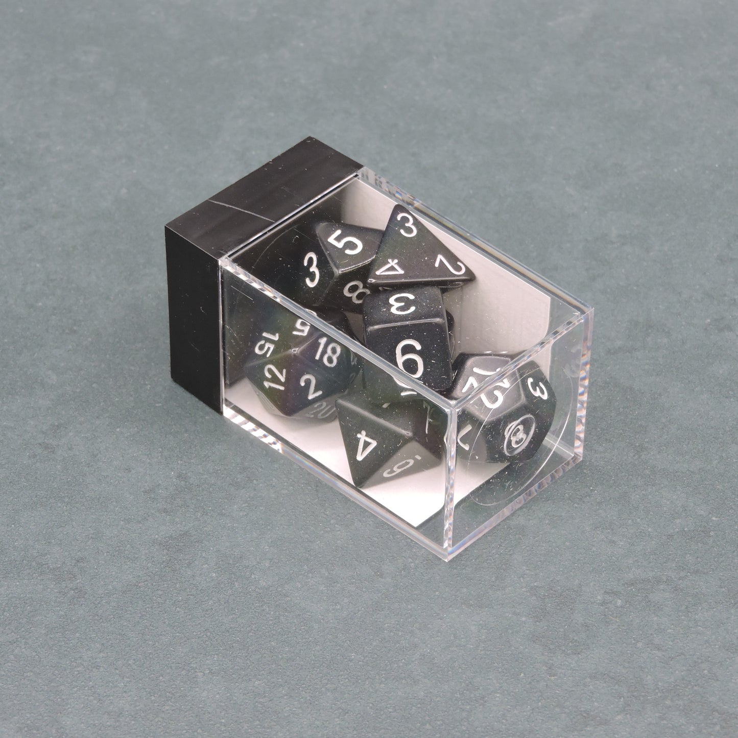 Black w/ white Opaque Polyhedral 7-die Set