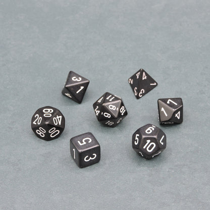 Black w/ white Opaque Polyhedral 7-die Set