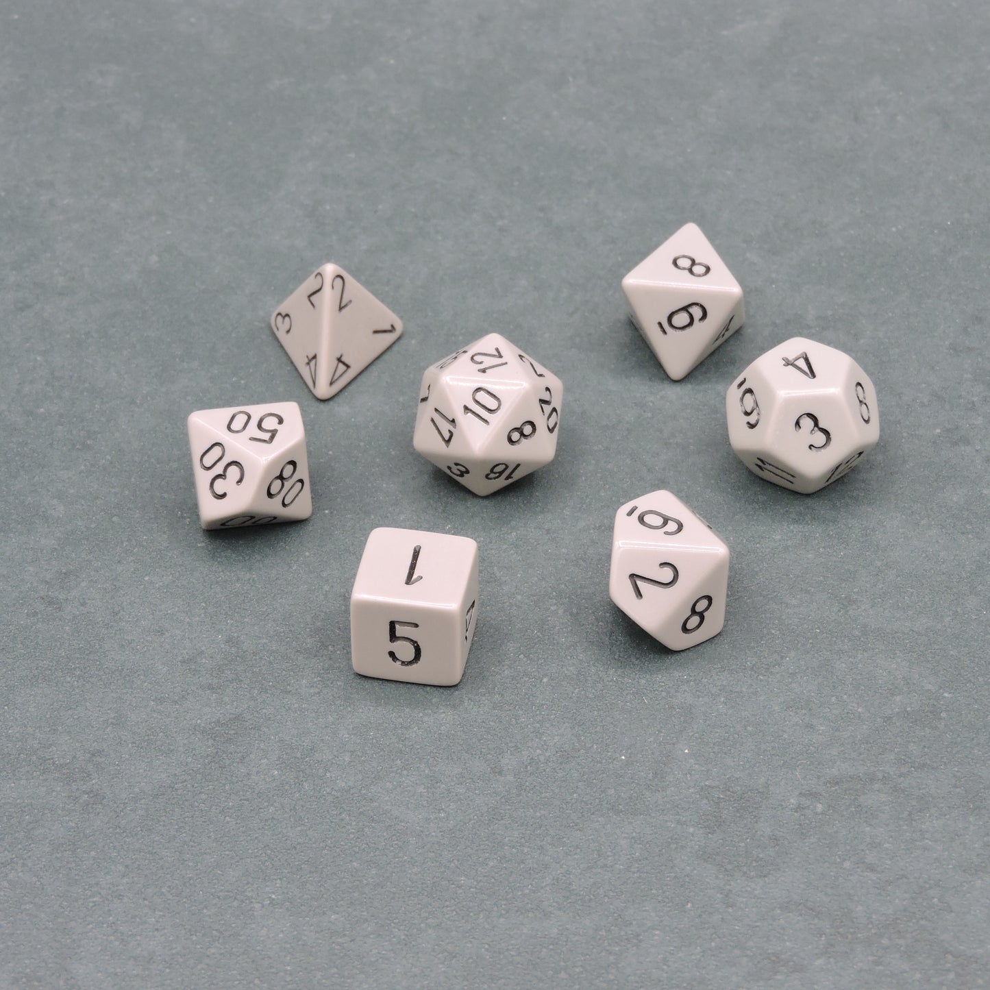 Grey w/ black Opaque Polyhedral 7-die Set