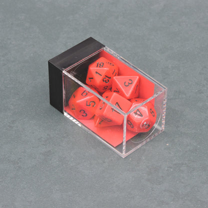 Red w/ black Opaque Polyhedral 7-die Set