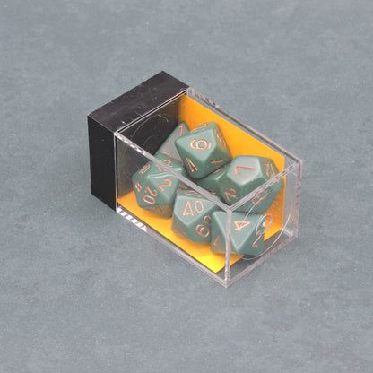 Dusty Green w/ copper Opaque Polyhedral 7-die Set