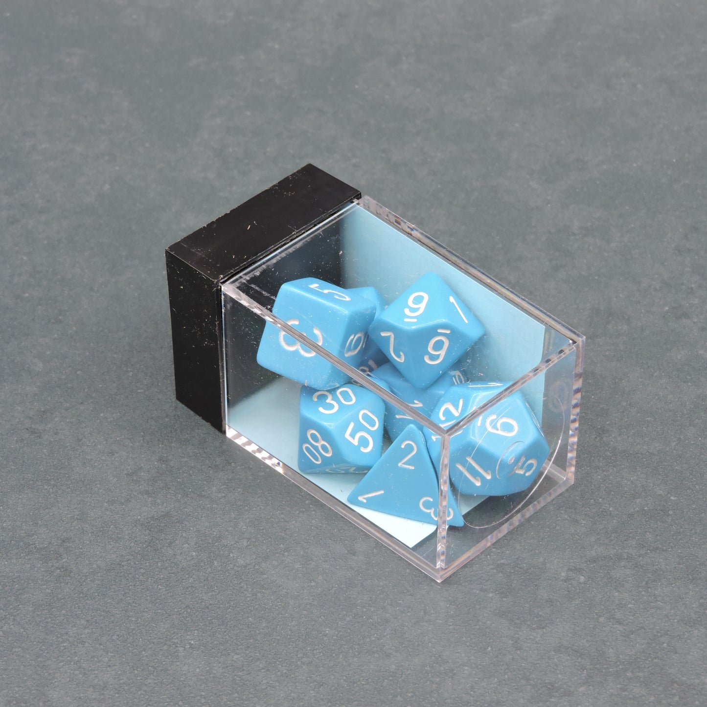 Light Blue w/ white Opaque Polyhedral 7-die Set