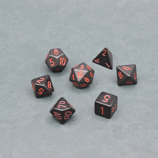 Black w/ red Opaque Polyhedral 7-die Set