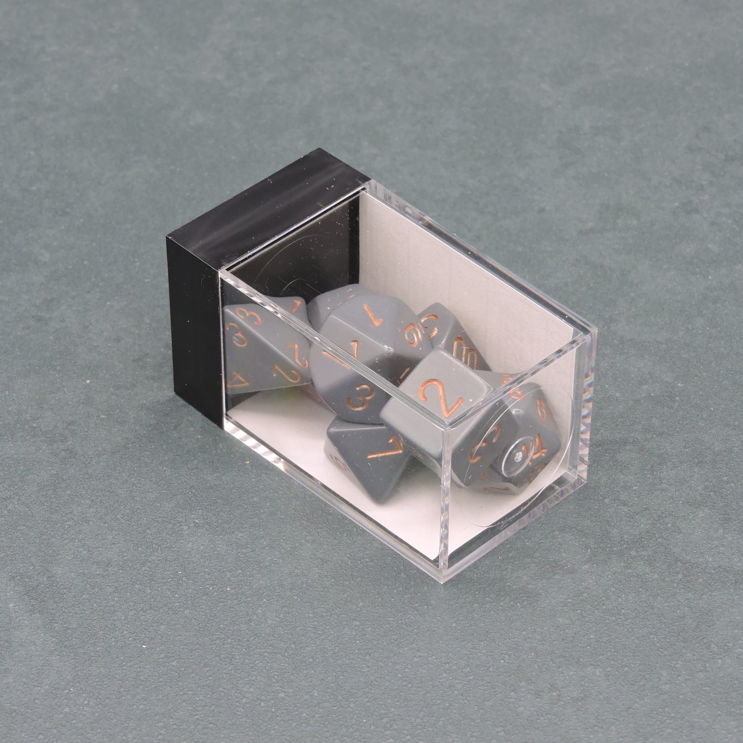 Dark Grey w/ copper Opaque Polyhedral 7-die Set