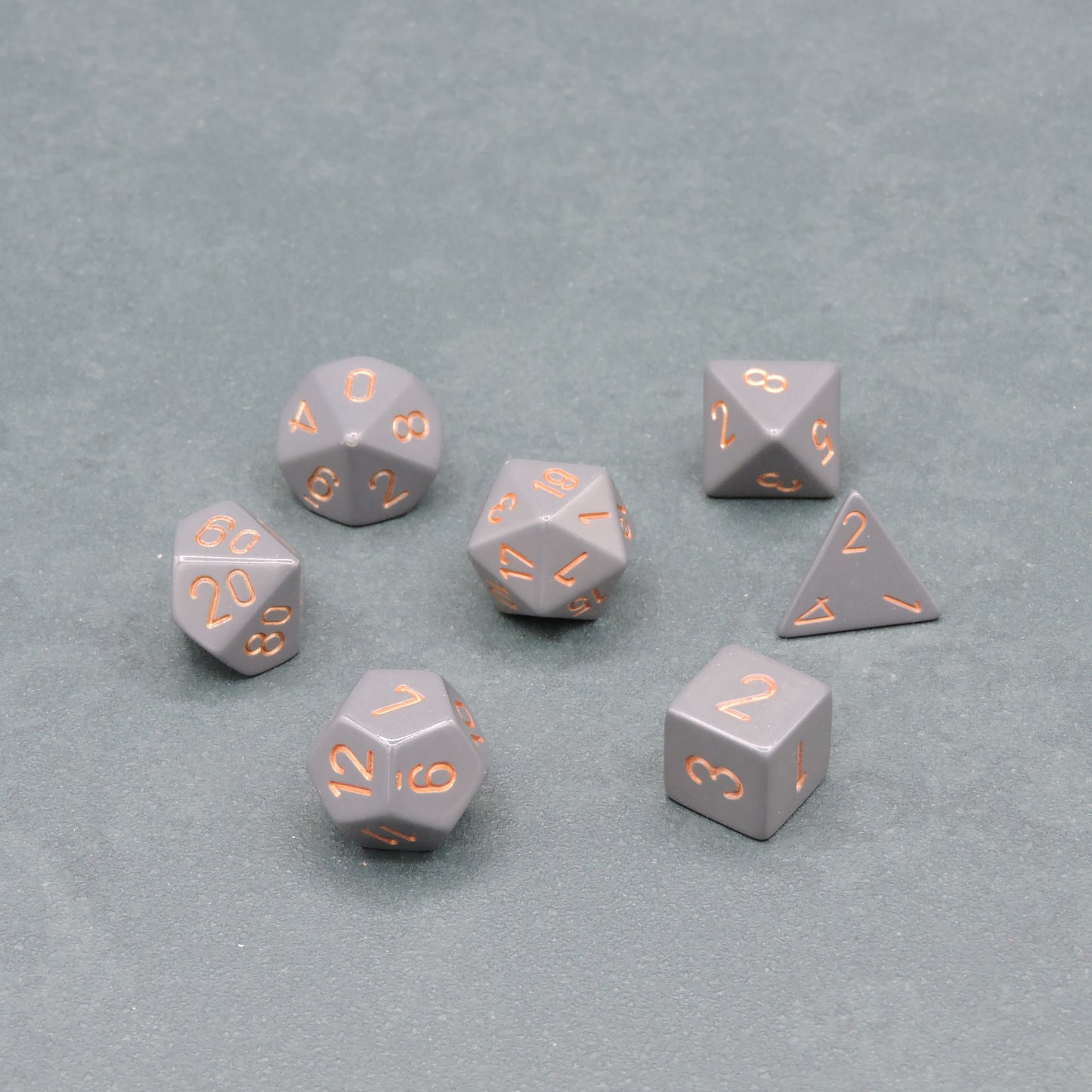 Dark Grey w/ copper Opaque Polyhedral 7-die Set
