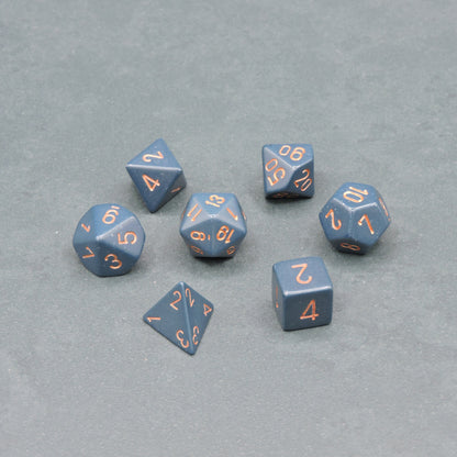 Dusty Blue w/ copper Opaque Polyhedral 7-die Set