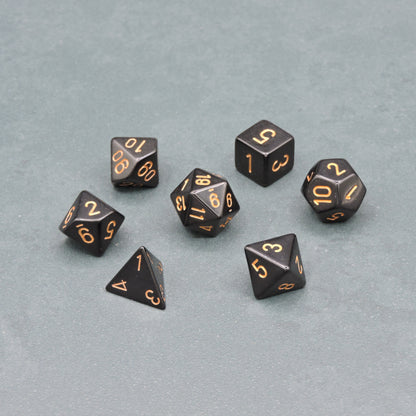Black w/ gold Opaque Polyhedral 7-die Set