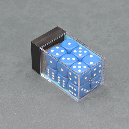 Blue w/ white Opaque 16mm d6 Dice Block (12 dice)