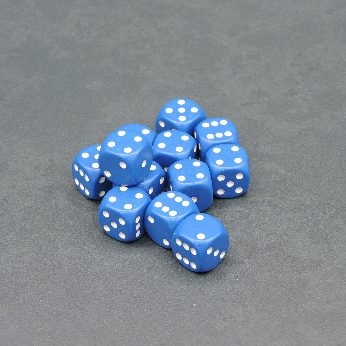 Blue w/ white Opaque 16mm d6 Dice Block (12 dice)