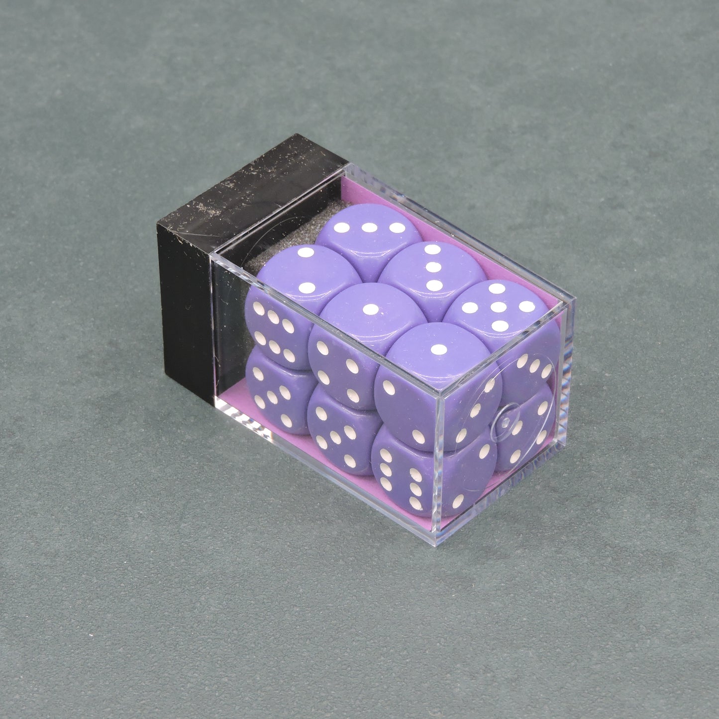 Purple w/ white Opaque 16mm d6 Dice Block (12 dice)