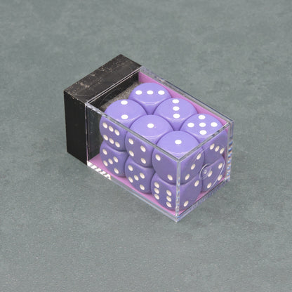 Purple w/ white Opaque 16mm d6 Dice Block (12 dice)