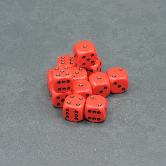 Red w/ black Opaque 16mm d6 Dice Block (12 dice)