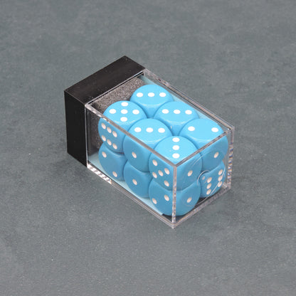 Light Blue w/ white Opaque 16mm d6 Dice Block (12 dice)