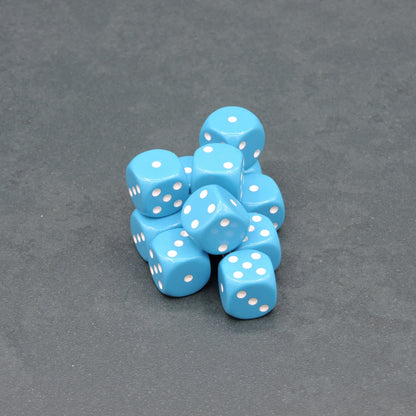 Light Blue w/ white Opaque 16mm d6 Dice Block (12 dice)