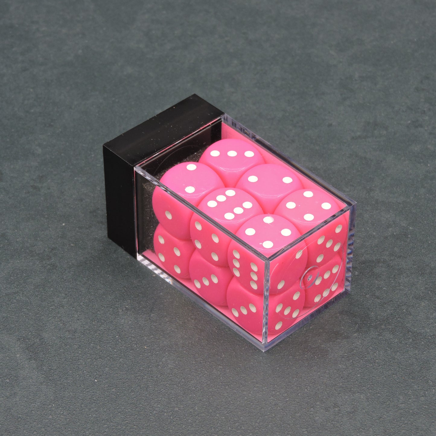 Pink w/ white Opaque 16mm d6 Dice Block (12 dice)