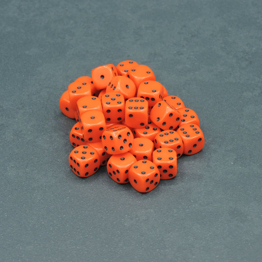 Orange w/ black Opaque 12mm d6 Dice Block (36 dice)