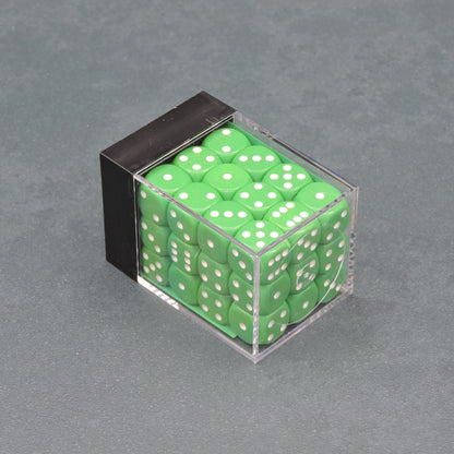 Green w/ white Opaque 12mm d6 Dice Block (36 dice)