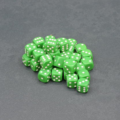 Green w/ white Opaque 12mm d6 Dice Block (36 dice)