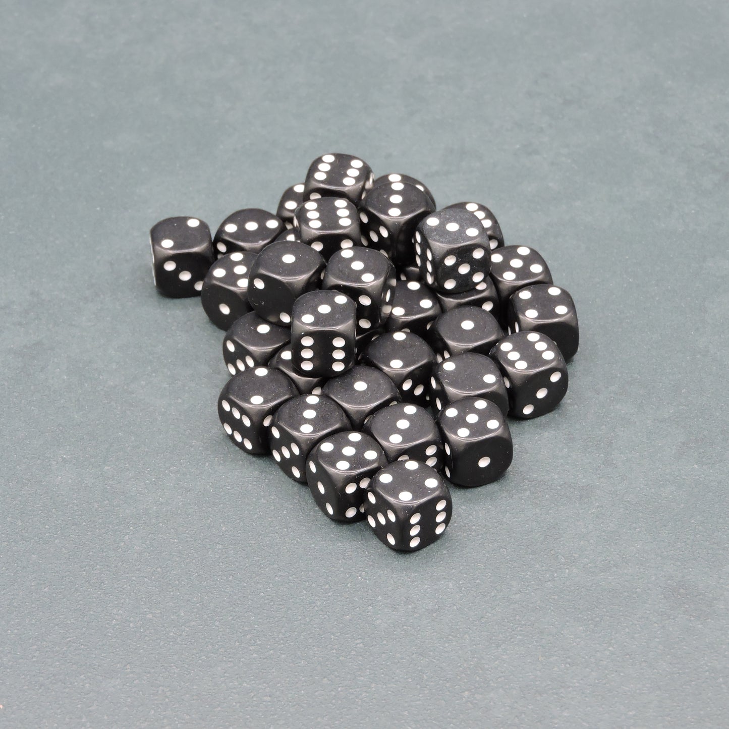 Black w/ white Opaque 12mm d6 Dice Block (36 dice)