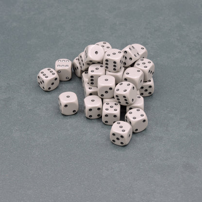 Grey w/ black Opaque 12mm d6 Dice Block (36 dice)