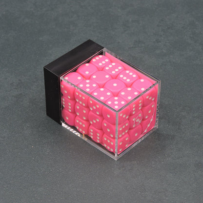 Pink w/ white Opaque 12mm d6 Dice Block (36 dice)