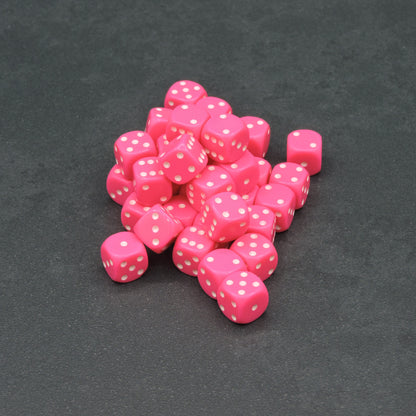 Pink w/ white Opaque 12mm d6 Dice Block (36 dice)