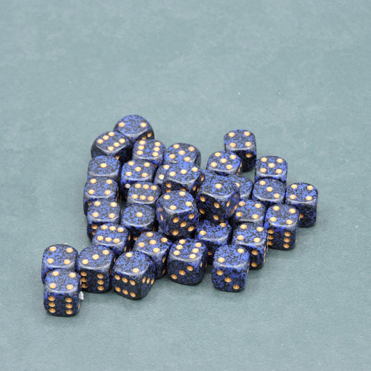 Golden Cobalt Speckled 12mm d6 Dice Block (36 dice)