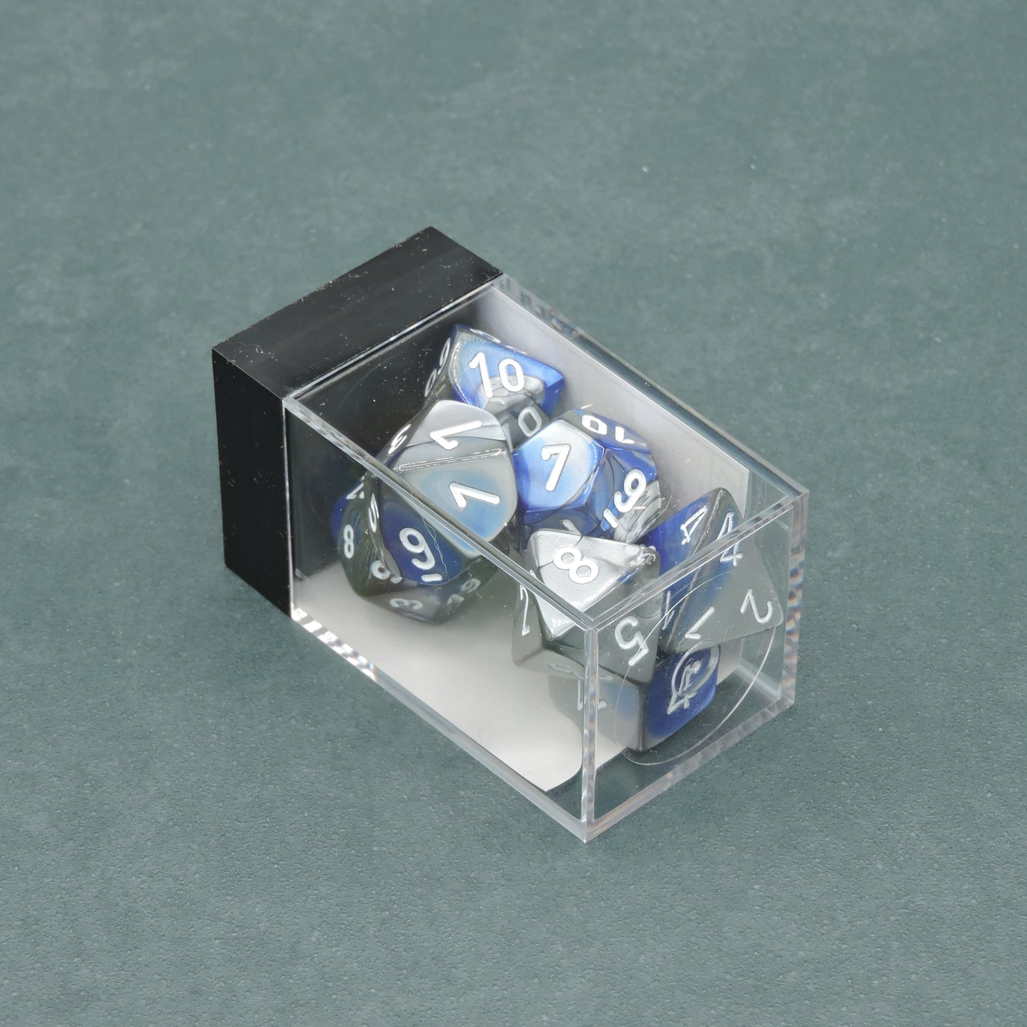 Blue-Steel w/ white Gemini Polyhedral 7-die Set