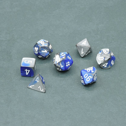 Blue-Steel w/ white Gemini Polyhedral 7-die Set