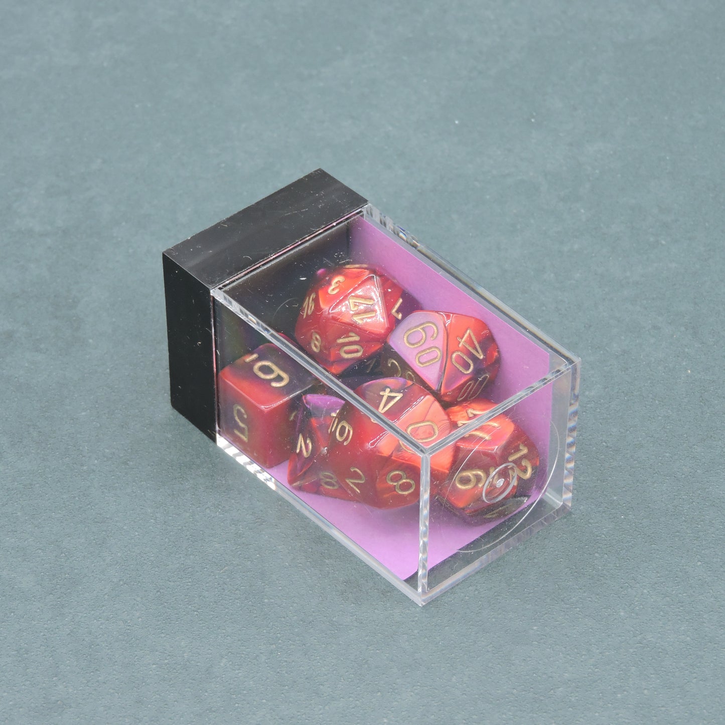 Purple-Red w/ gold Gemini Polyhedral 7-die Set