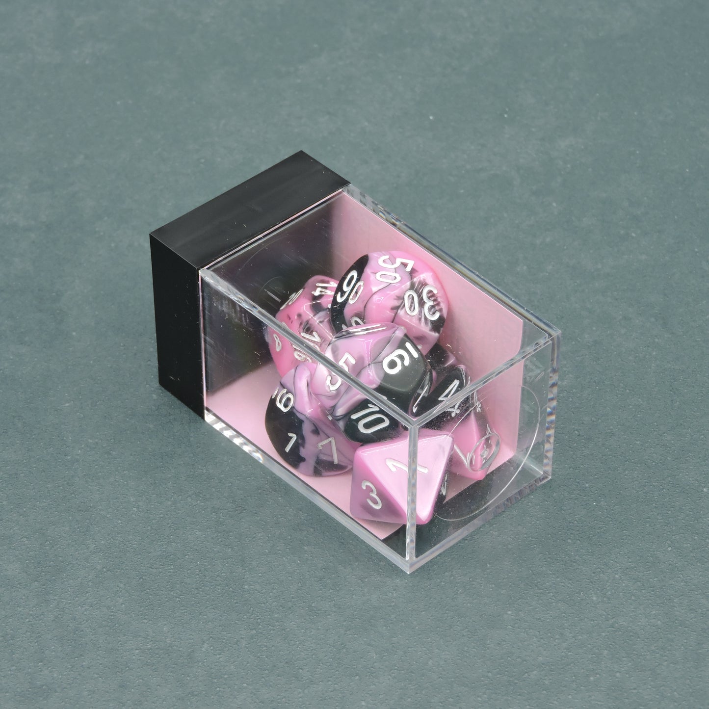 Black-Pink w/ white Gemini Polyhedral 7-die Set