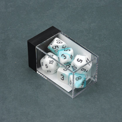 Teal-White w/ black Gemini Polyhedral 7-die Set