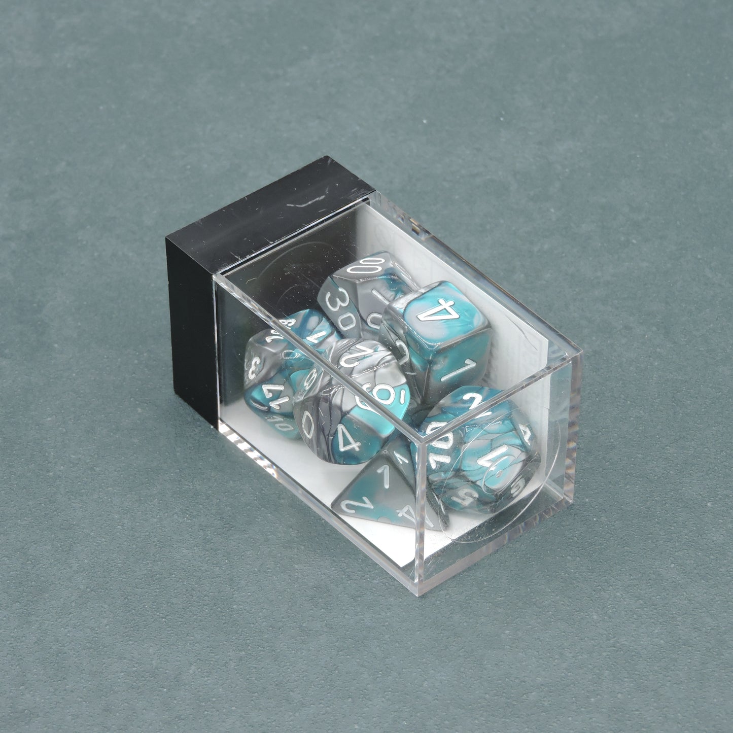 Steel-Teal w/ white Gemini Polyhedral 7-die Set