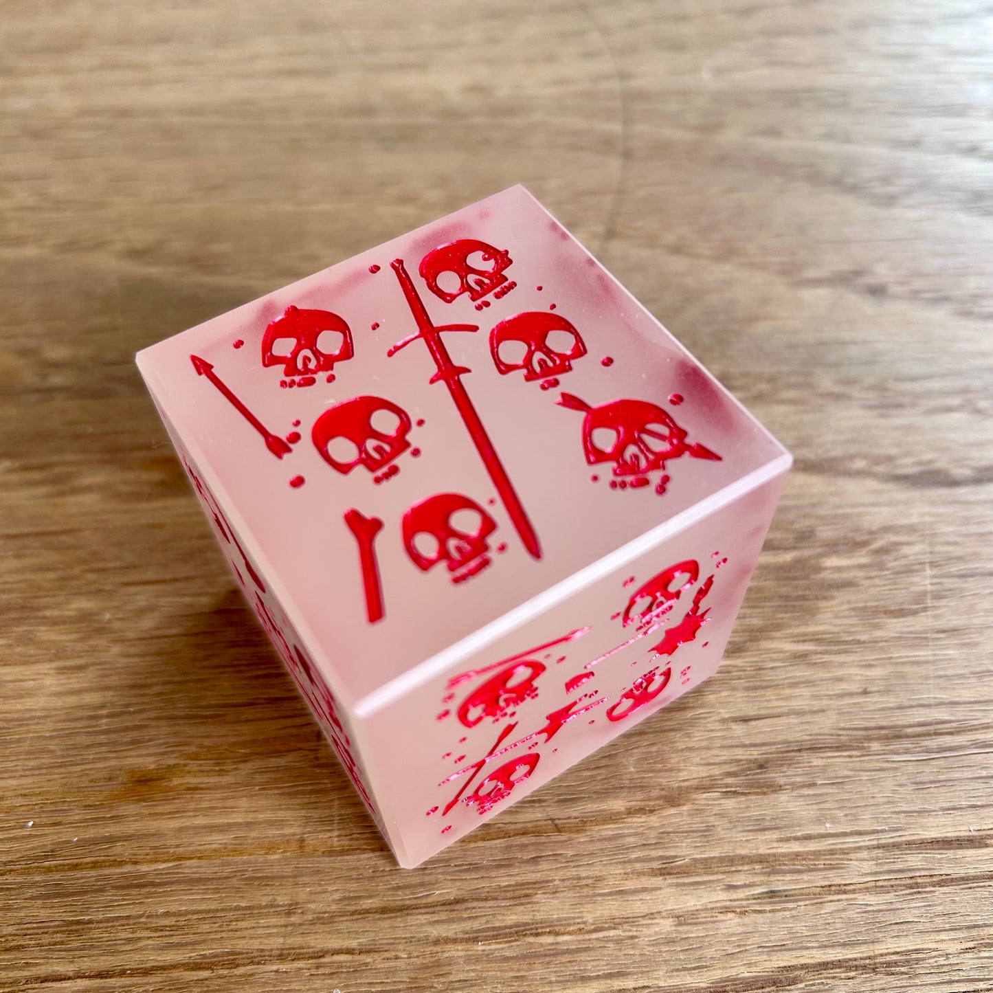 Gelatinous Cube Die (Glow-in-the-Dark w/ Red Ink)