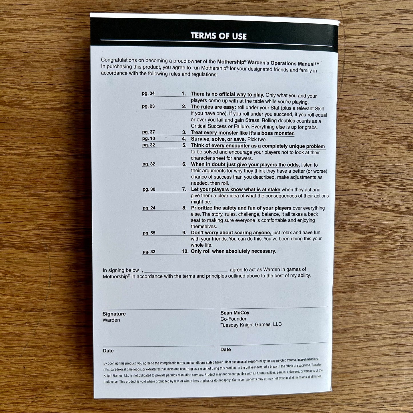 Mothership: Warden’s Operation Manual